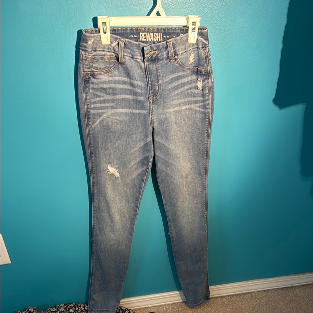 Rewash Blue Skinny Jeans with Distressed Details